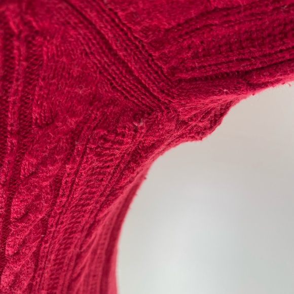 Eddie Bauer Womens Red Cable Knit Button Up Crew Neck Sweater. Sz-M - Picture 8 of 16